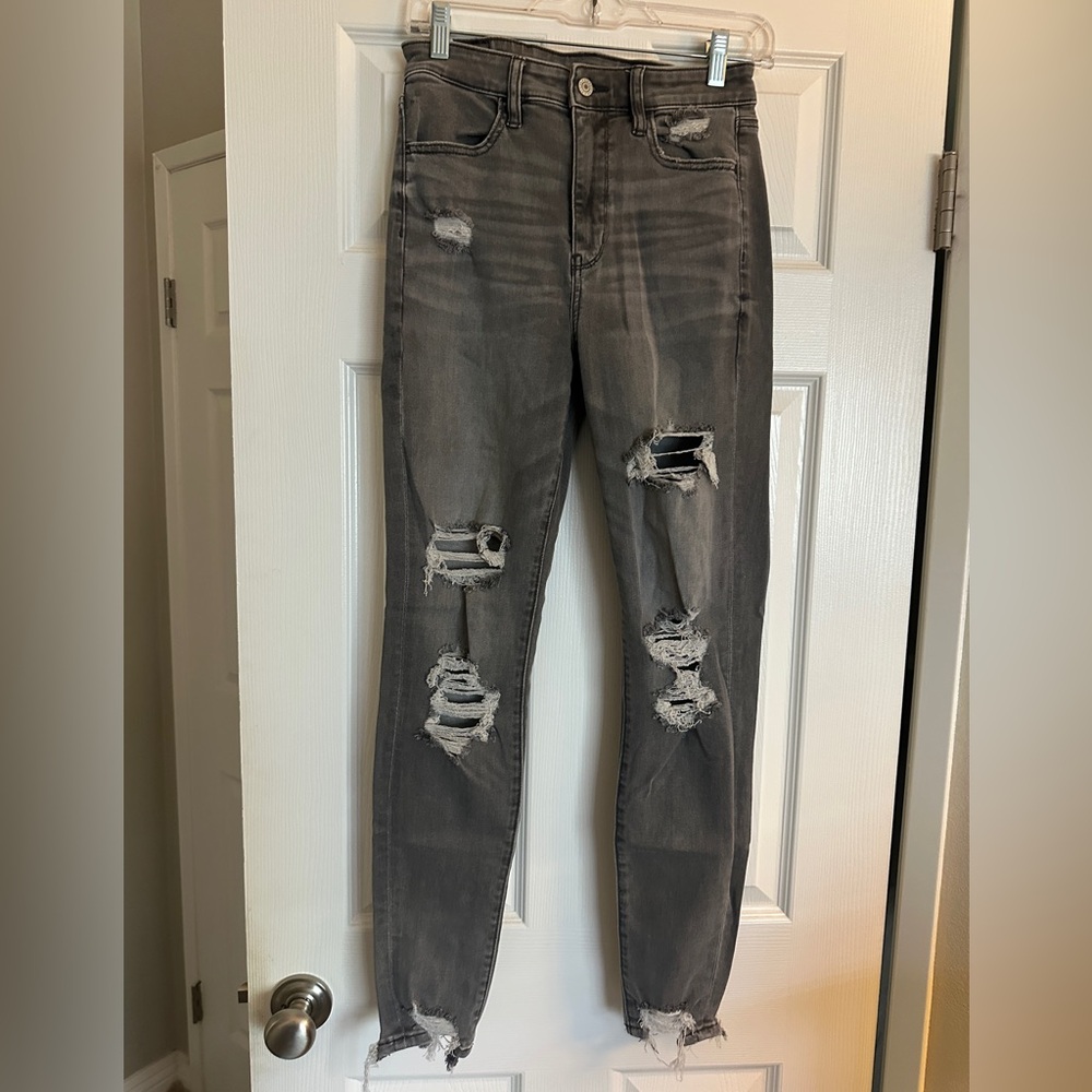 American Age Gray Ripped Skinny Jeans